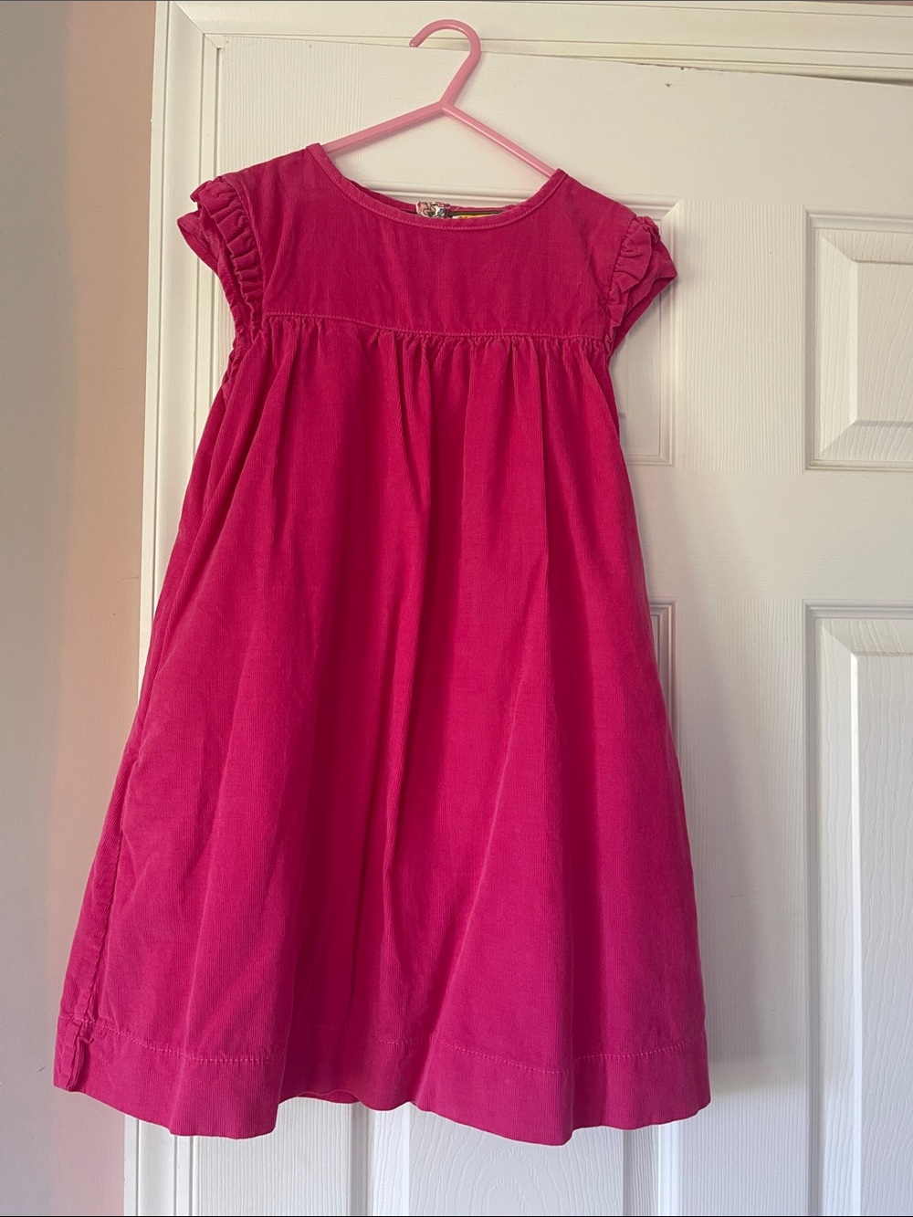 Mini Boden Hot Pink Cap-Sleeve Gathered Dress
